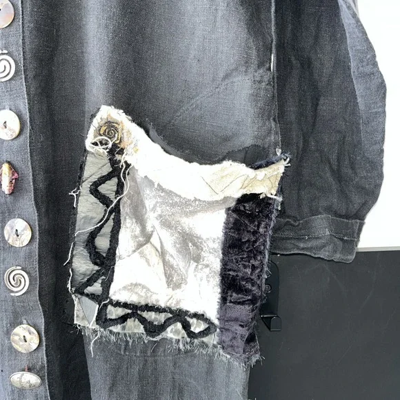 Vintage 1990's Lee Andersen Art To Wear Linen Dress. Large - Picture 4 of 12